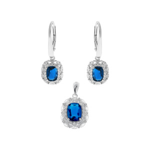 Srebrny 925 Komplet Niebieski Blask