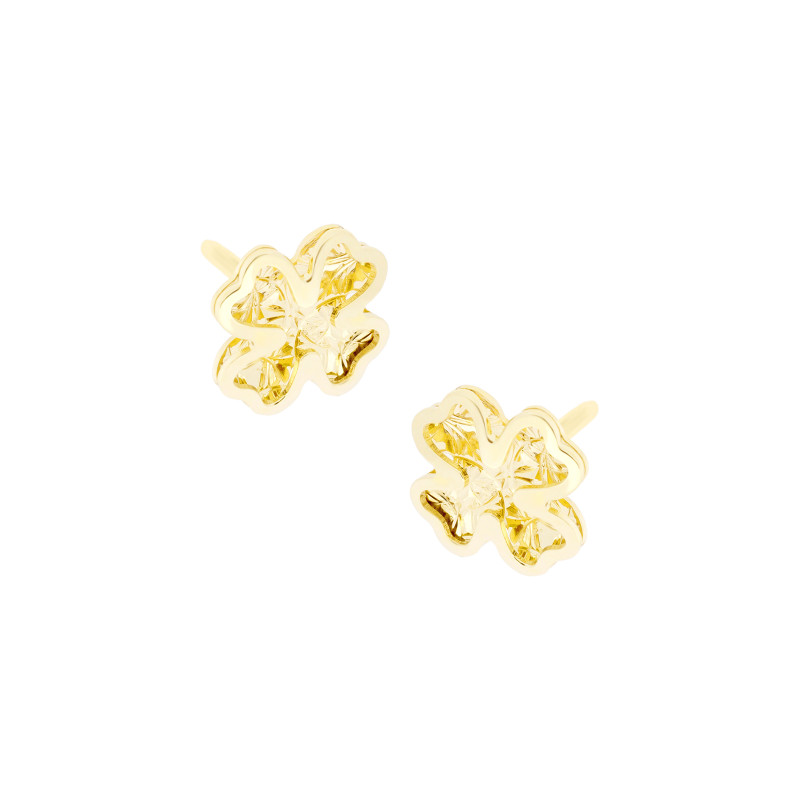 Złote kolczyki 585 Koniczyna 3D