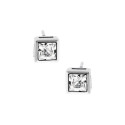 Srebrne 925 kolczyki Biała Cyrkonia kwadrat L