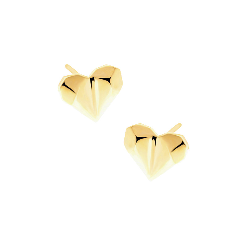 Złote kolczyki 585 Serce geometryczne
