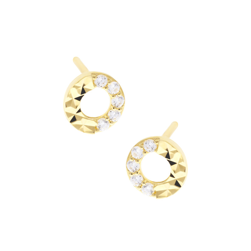 Złote kolczyki 585 Okrąg szlifowany blask