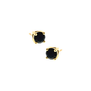 Srebrne 925 pozłacane kolczyki Czarna kulka S