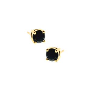 Srebrne 925 pozłacane kolczyki Czarna kulka M