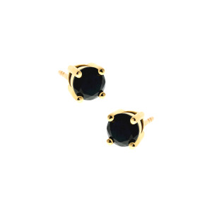 Srebrne 925 pozłacane kolczyki Czarna kulka XL