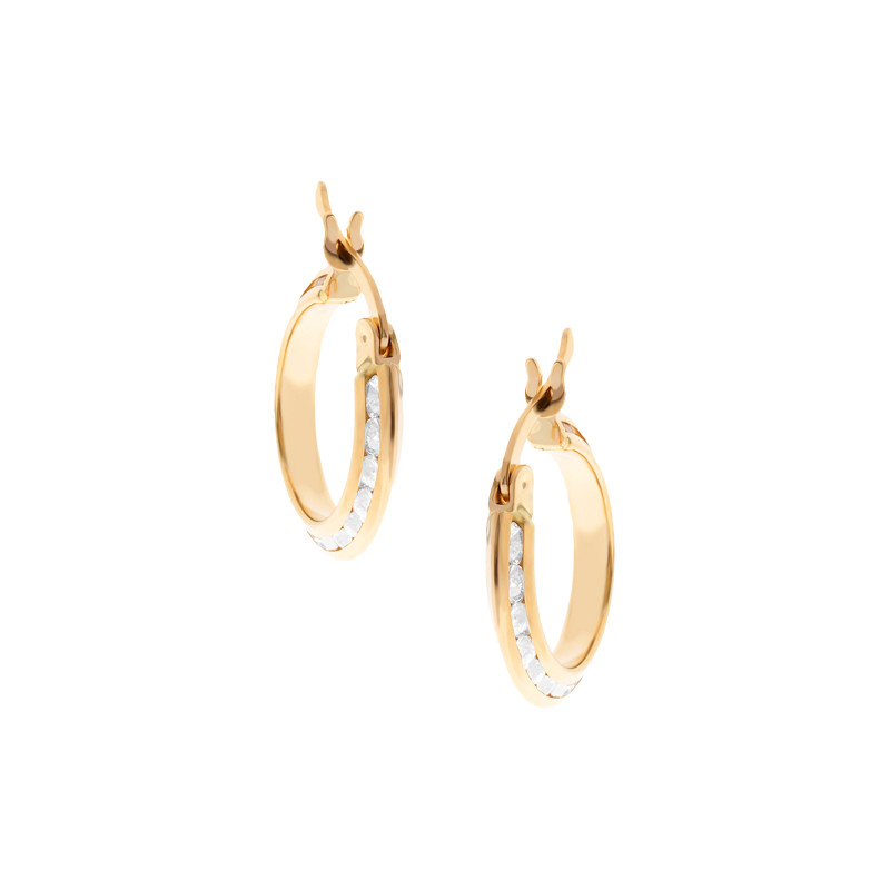 Złote kolczyki 585 Koła Cyrkonie boczne