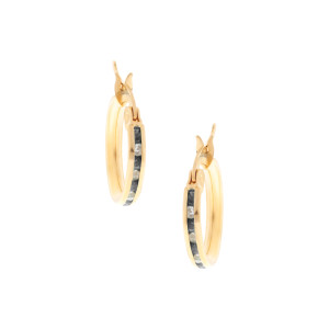Złote kolczyki 585 Koła Cyrkonie czarne