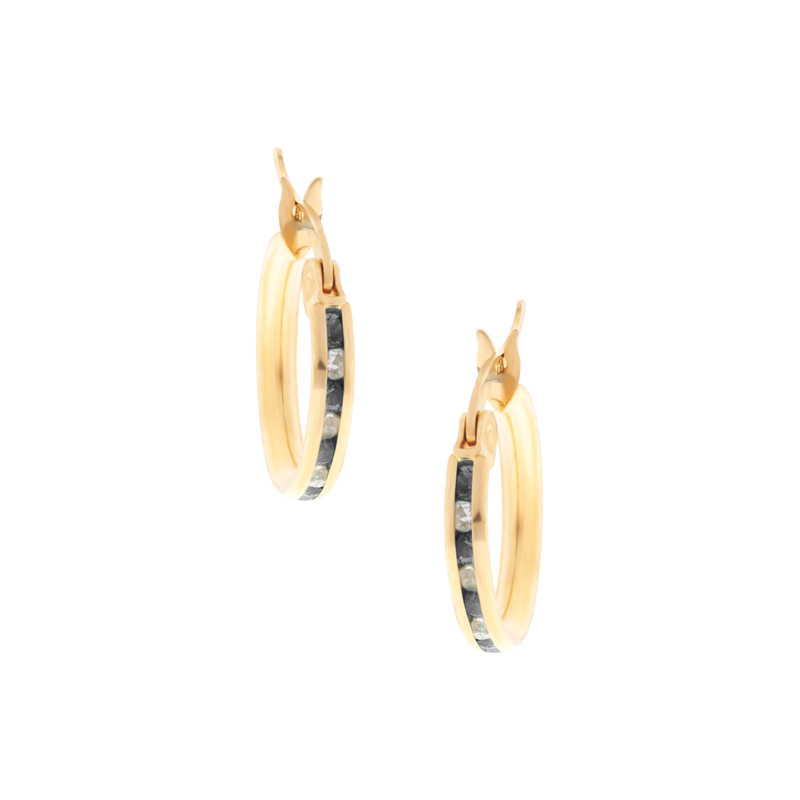 Złote kolczyki 585 Koła Cyrkonie czarne