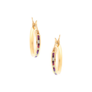 Złote kolczyki 585 Koła Cyrkonie różowe