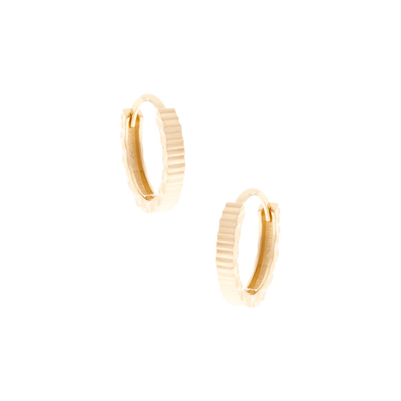 Złote 585 kolczyki Koła Szlifowane Paski