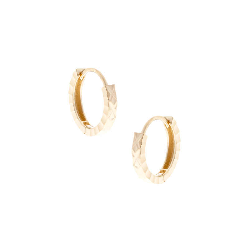 Złote 585 kolczyki Koła Szlifowane X