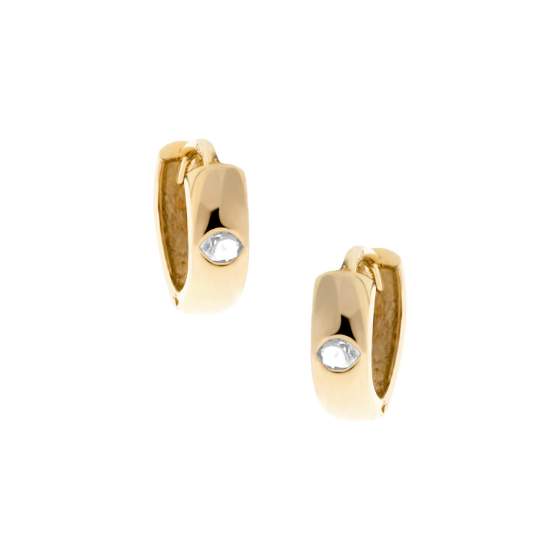 Złote 585 kolczyki Koła Biała Cyrkonia