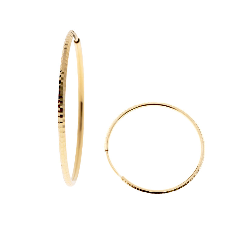 Złote kolczyki 585 Koła cięte 52 mm