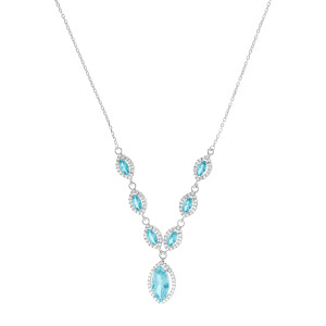 Srebrny naszyjnik 875 Duże Łezki Błękit Close