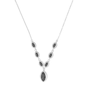 Srebrny naszyjnik 875 Duże Łezki Czarne Close