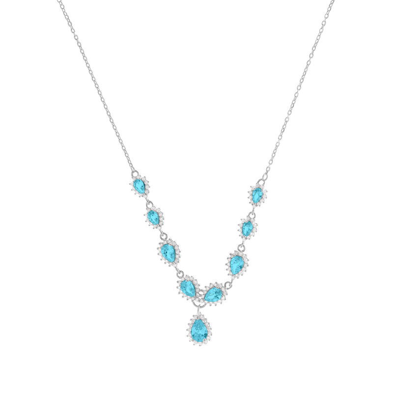 Srebrny naszyjnik 875 Łezki Błękitne Close