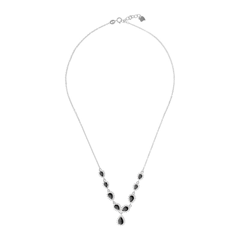Srebrny naszyjnik 875 Łezki Czarne Close