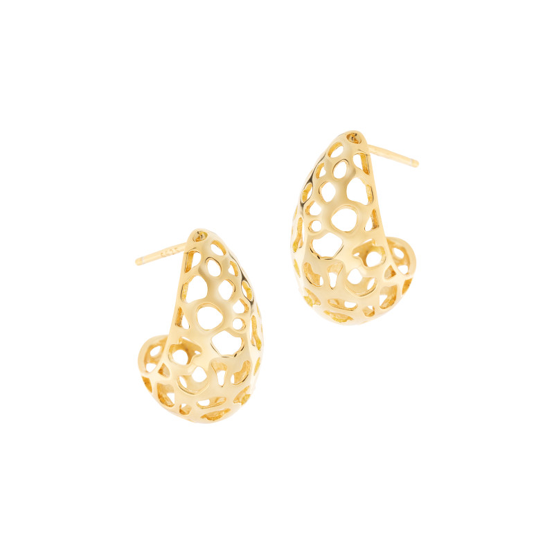 Srebrne 925 pozłacane kolczyki Ażurowa Łza