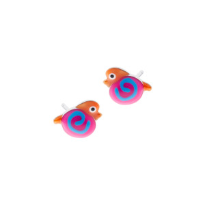 Srebrne 925 kolczyki Różowy Ptak