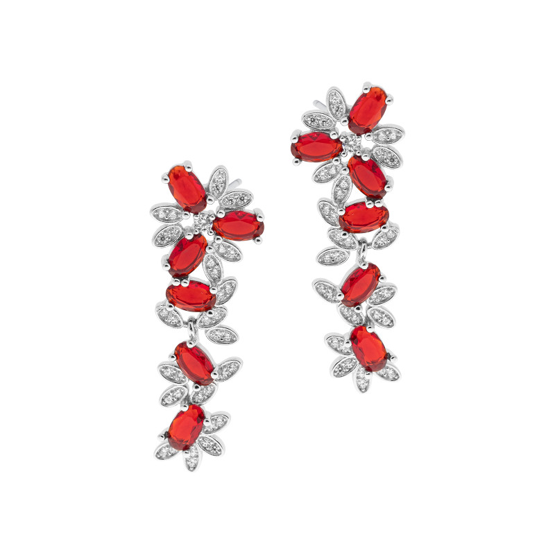 Srebrne 925 kolczyki z Czerwone Kwiaty