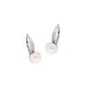 Srebrne Kolczyki 925 Perła otoczona blaskiem