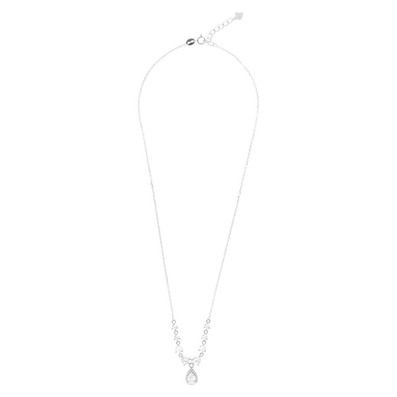 Srebrny naszyjnik 925 Biała Łza Elegancji