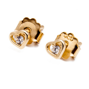 Złote kolczyki 585 Serduszko Cyrkonia