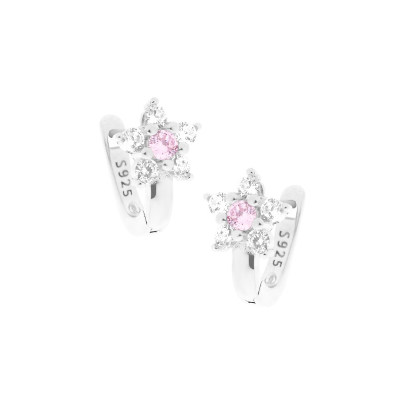 Srebrne Kolczyki 925 Jasny Różany Kwiat