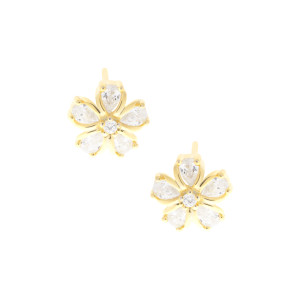 Srebrne 925 pozłacane kolczyki Błyszczący Kwiat