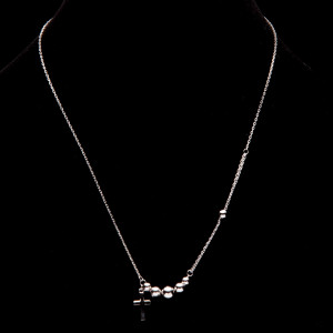 Srebrny naszyjnik krzyżyk z kulkami