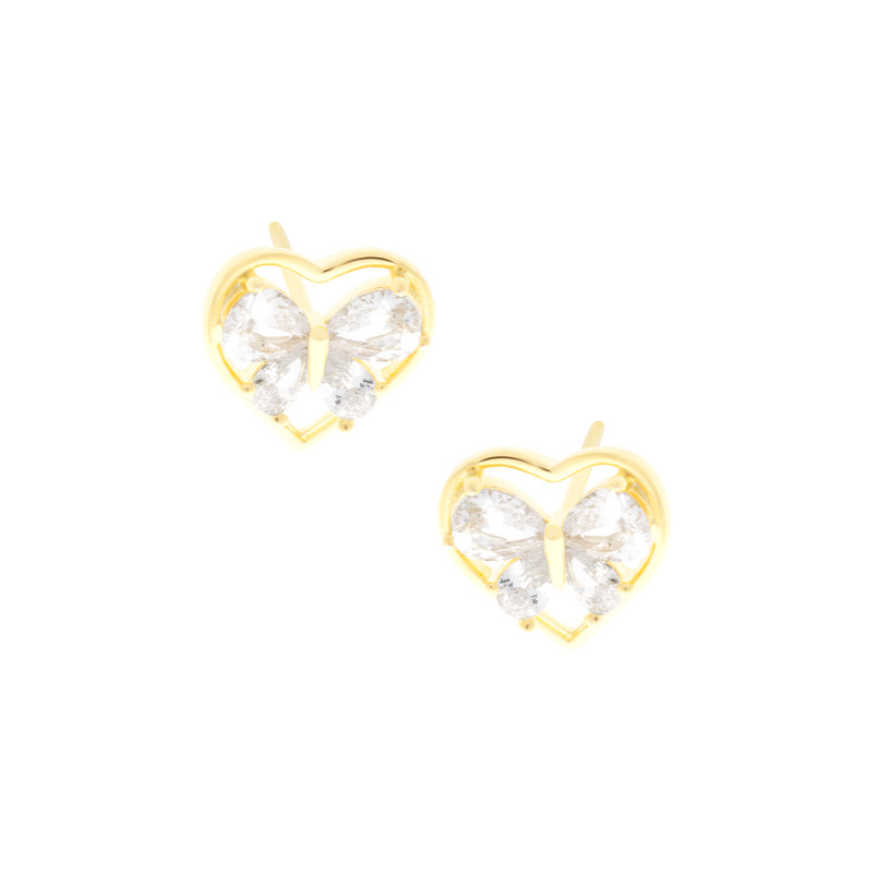 Srebrne 925 pozłacane kolczyki Cyrkoniowy Motyl