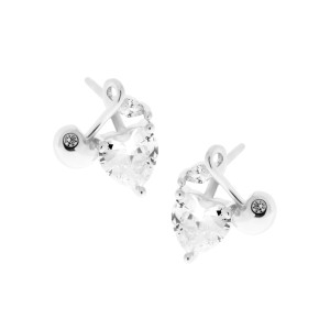 Srebrne 925 kolczyki Serce na Gałązce