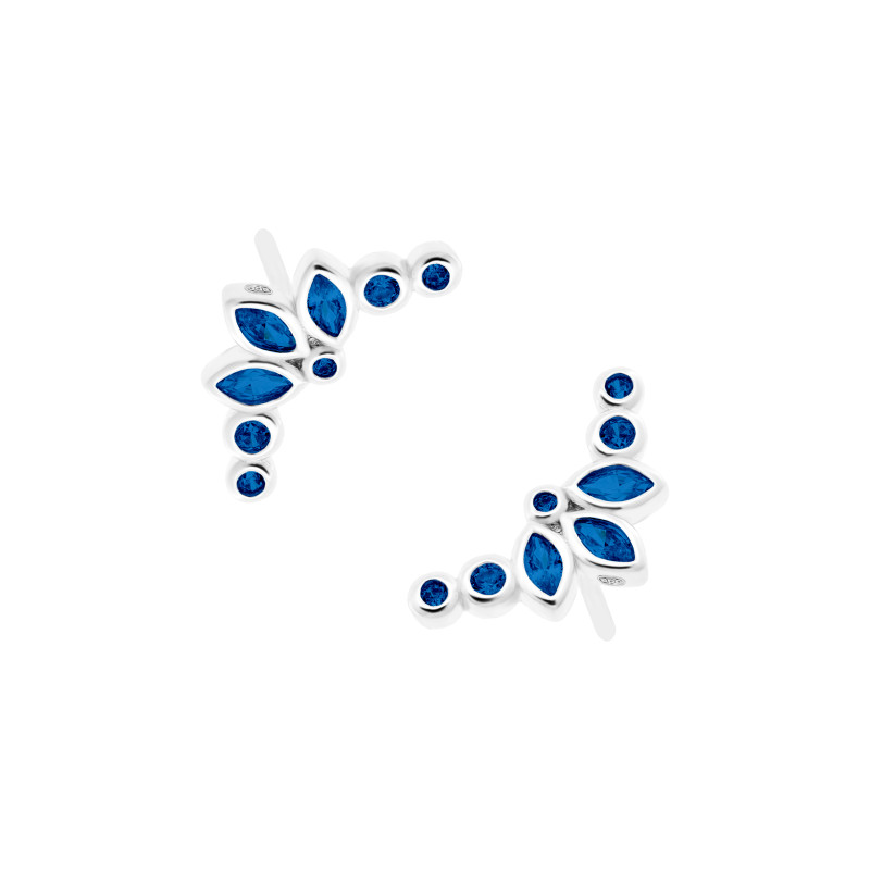 Srebrne 925 kolczyki Niebieska Korona