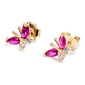 Złote kolczyki 585 Motyle różowe - imago