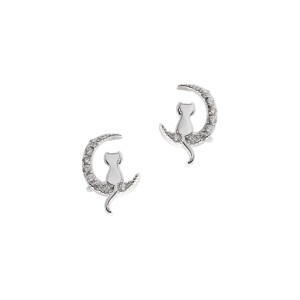 Srebrny 925 Komplet Kot na Księżycu