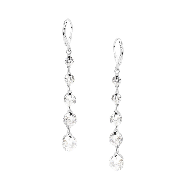 Srebrne Kolczyki 925 Wiszące Cyrkonie