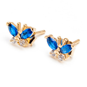 Złote kolczyki 585 motyle granatowe - imago