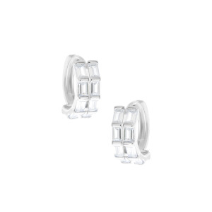 Srebrne 925 kolczyki Dwa Rzędy Blasku