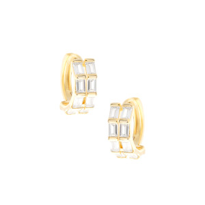 Srebrne 925 pozłacane kolczyki Dwa Rzędy Blasku