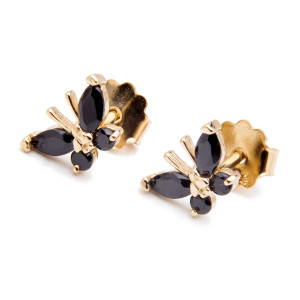 Złote kolczyki motyle czarne - imago