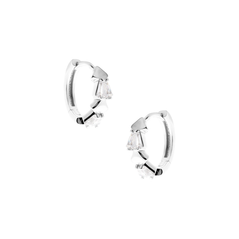 Srebrne 925 kolczyki Koła Trójkątne Cyrkonie