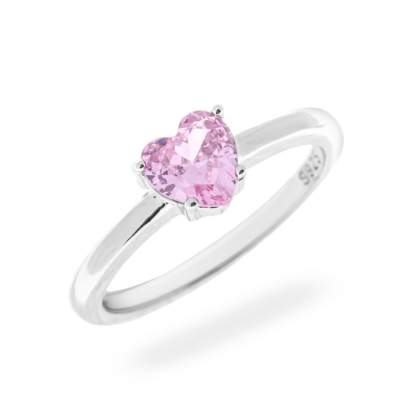 Srebrny pierścionek 925 Różowe Serduszko dla małej damy