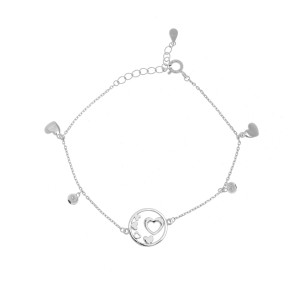 Srebrna 925 bransoletka Serduszka z Kulkami