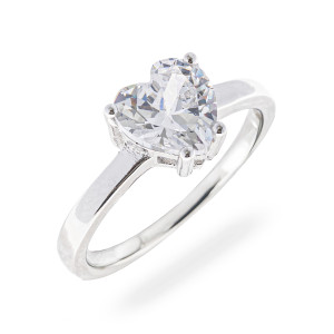 Srebrny pierścionek 925 Błyszczące Serce zaręczyny