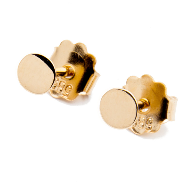 Złote kolczyki 585 Okrągła tarcza