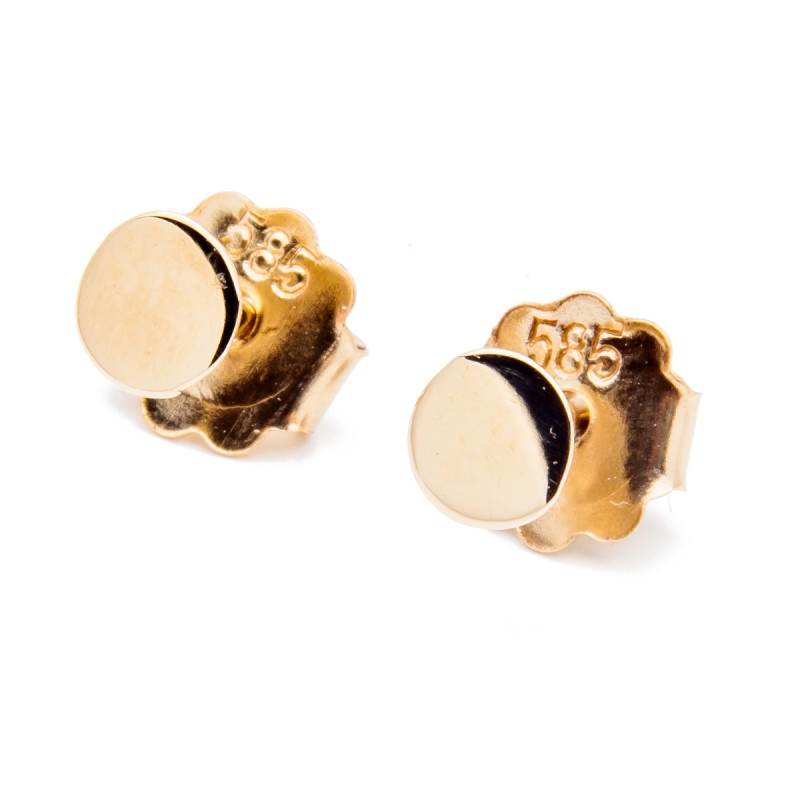 Złote kolczyki 585 Okrągła tarcza