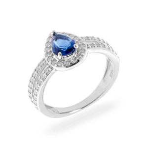 Srebrny Pierścionek 925 Lazurowa Łza Prezent