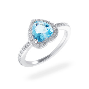 Srebrny pierścionek 925 Crystal Heart Błękit