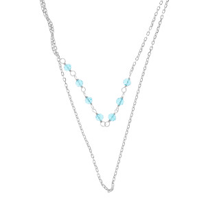 Srebrny naszyjnik 925 Błękitne kulki