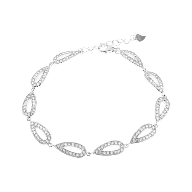 Srebrna 925 bransoletka Łezki z cyrkoniami