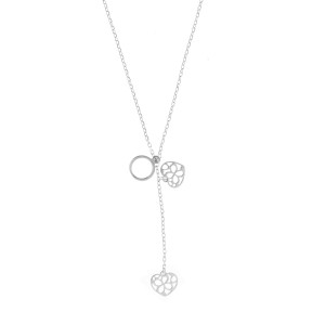 Srebrny naszyjnik 925 Ażurowe Serduszka